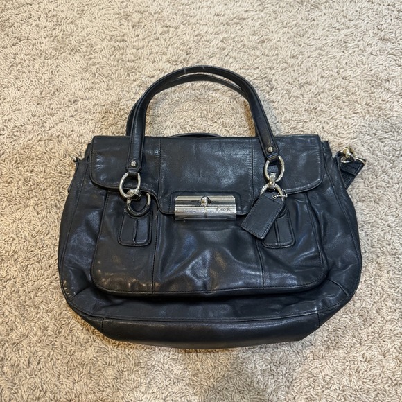Coach Satchel Bag Womens Black Leather Handbag Crossbody Large E1126-18277 Purse - Picture 1 of 11
